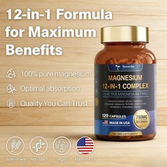 12-in-1 Magnesium 700mg by Totaria Nature | Vegan Nerve & Bone Health Supplement