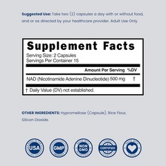 NAD Supplement 500mg of 95% Pure NAD+ Per Serving NMN Supplement, NAD Nicotin…