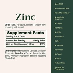 Nature’s Bounty Zink Supports Immune Health 50mg 100 ct Caplets