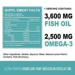 1-4 Bottles Omega 3 Fish Oil Capsules Strength 3600 mg EPA & DHA Joint Support