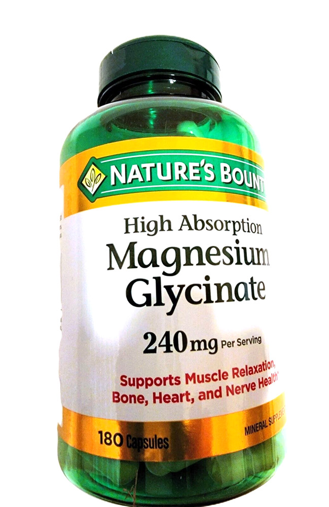 Nature’s Bounty Magnesium Glycinate 240 mg, 180 Capsules Free Shipping