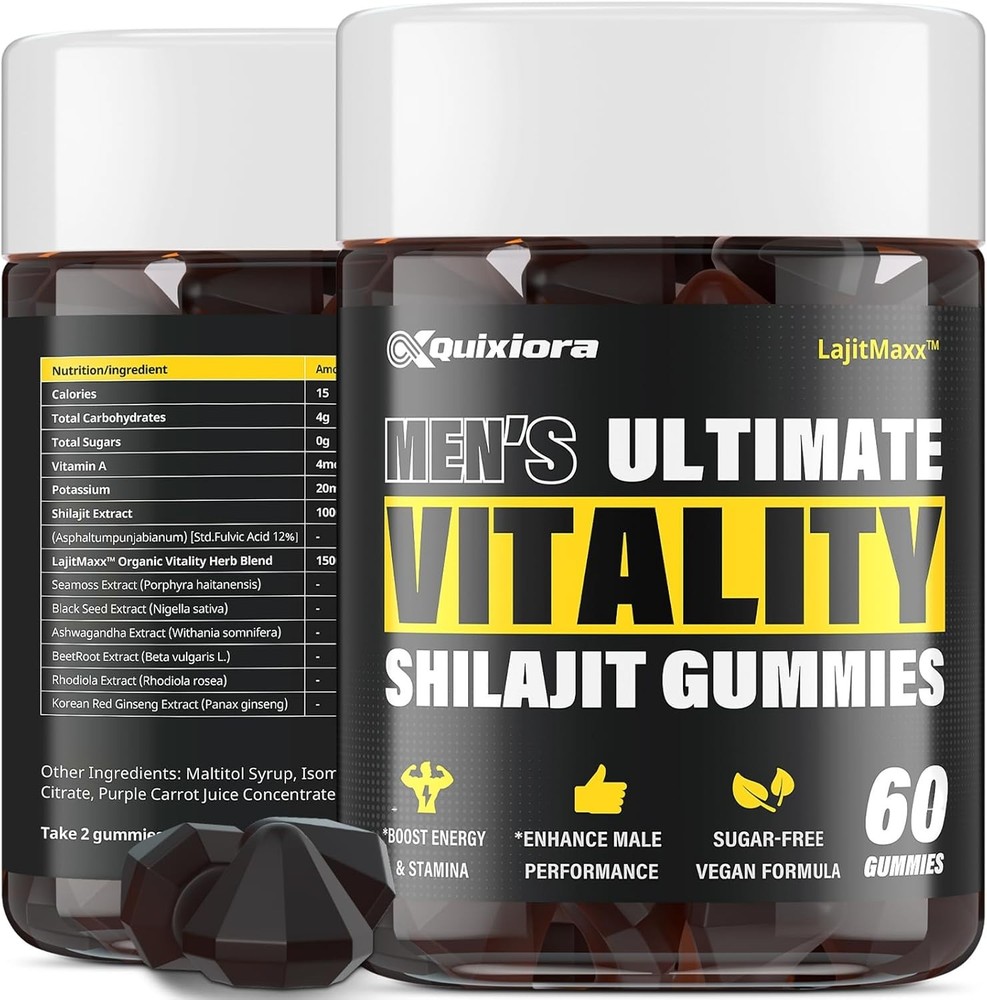 Quixiora Shilajit Gummies, Pure Himalayan, Trace Minerals & Fulvic Acid, 60 Ct