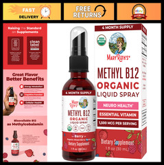 Organic Methyl B12 Spray 1,500 mcg – Vitamin B12 Energy Boost, 1 Fl Oz