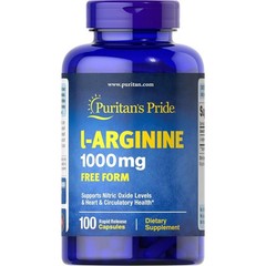 Puritan’s Pride L-Arginine 1000 mg Capsules 100 Count White