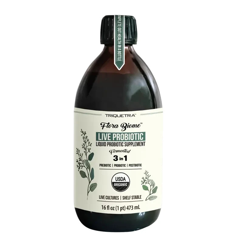 Triquetra Flora Biome Live Probiotic Liquid 3 in 1 Pre Pro Postbiotic 16oz New