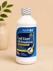 HealthA2Z® Cod Liver Oil with Vitamins A, D, and E, 16oz – 94 Servings – Cherry