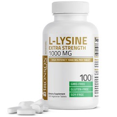 Bronson L-Lysine Extra Strength 1000 MG 100 Vegetarian Tablets