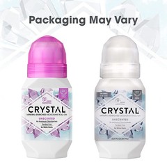 CRYSTAL Mineral Deodorant Roll-On Unscented Body 1 Pack (2.25 Fl Oz), WHITE