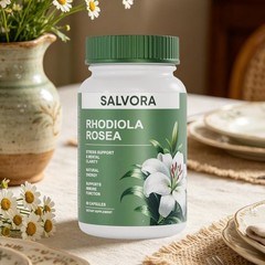 Salvora Rhodiola Rosea Dietary Supplement, 60 Capsules, Stress Assistance