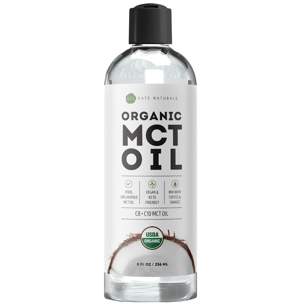 Kate Naturals Organic Unflavored Pure Coconut C8 and C10 MCT Oil 8oz