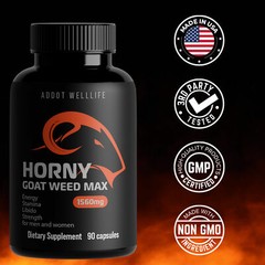 Horny Goat Weed, Energy, stamina performance for men women 90 caps 1560mg