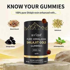 Himalayan Shilajit GOLD Gummies, Organic, Extremely Potent 3000 mg, Fulvic Acid