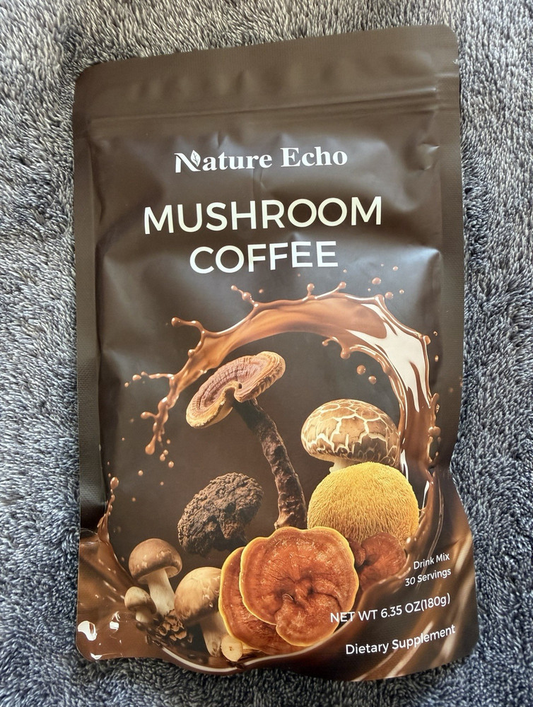 Nature Echo Mushroom Coffee Powder w/ Ashwagandha 6.35oz Vegan Gluten-Free