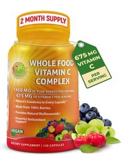 Whole Food Vitamin C Complex – 1450mg Organic Berries – 120 Count (Pack of 1)