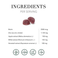 Hair Volume Gummies with 2500 mcg Biotin, Daily Vegan Vitamins for Hair, Skin,