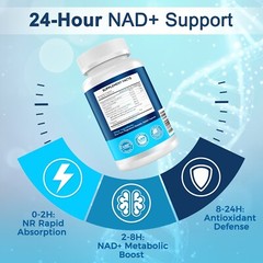 NAD+ Supplement 300mg with NR 150mg,Anti-Aging Cellular Energy Support,60 Caps
