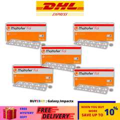 5 X Original MALTOFER FOL CHEWABLE TABLETS 30’S For Iron Deficiency