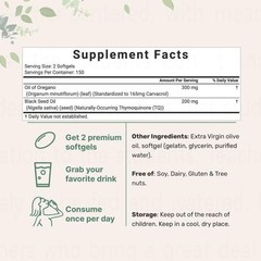 Support 1PCS 2 in 1 Oil of Oregano & Black Seed Softgels Count Carvacrol,Immune