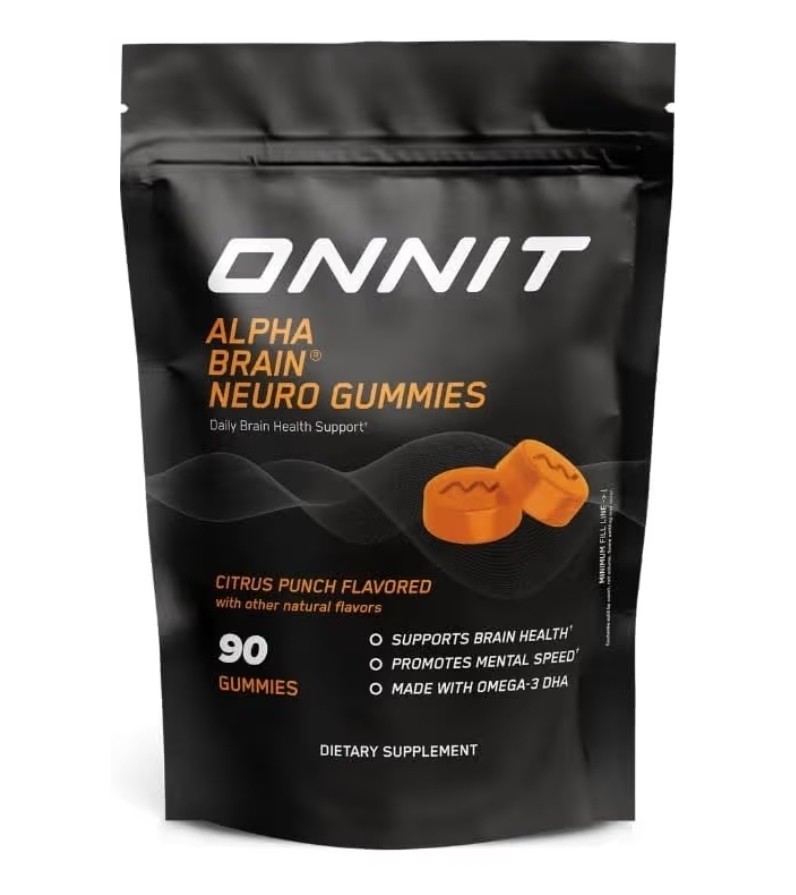 ONNIT Alpha Brain Neuro Focus Gummies Omega-3s, Lutein, Zeaxanthin & Caffeine