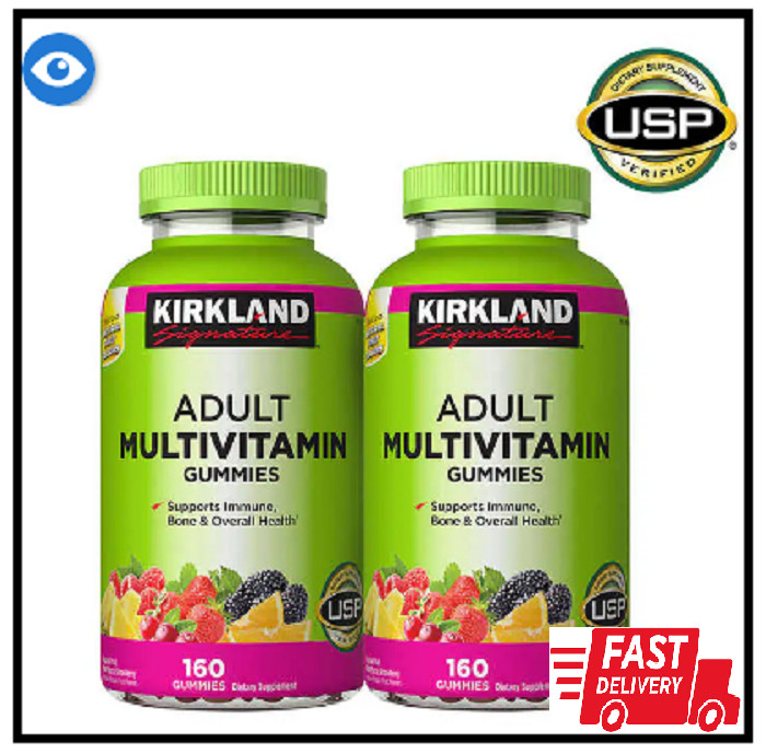 Kirkland Signature Adult Multivitamin, 320 Gummies (2 Bottles, 160 Ct Each)