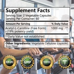 Acetyl L-Carnitine 1000mg- Non-GMO And Energy Fatigue Focus Supplement
