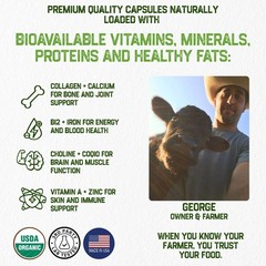 USDA Organic 100% Grassfed Beef Organ Supplements – Whole Cow, 30-Day Supply