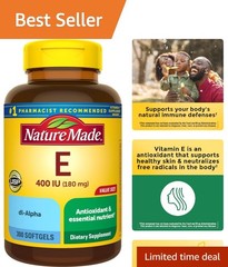 Ultimate Vitamin E 400 IU Softgels – 300-Day Antioxidant & Skin Support