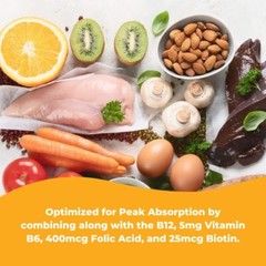 Sublingual Methylcobalamin Vitamin B12 1000mg, B6, Folic Acid & Biotin