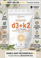 ​Micro Ingredients Vitamin D3 5000 IU + K2 MK7 100mcg 180 Softgels Non-GMO…