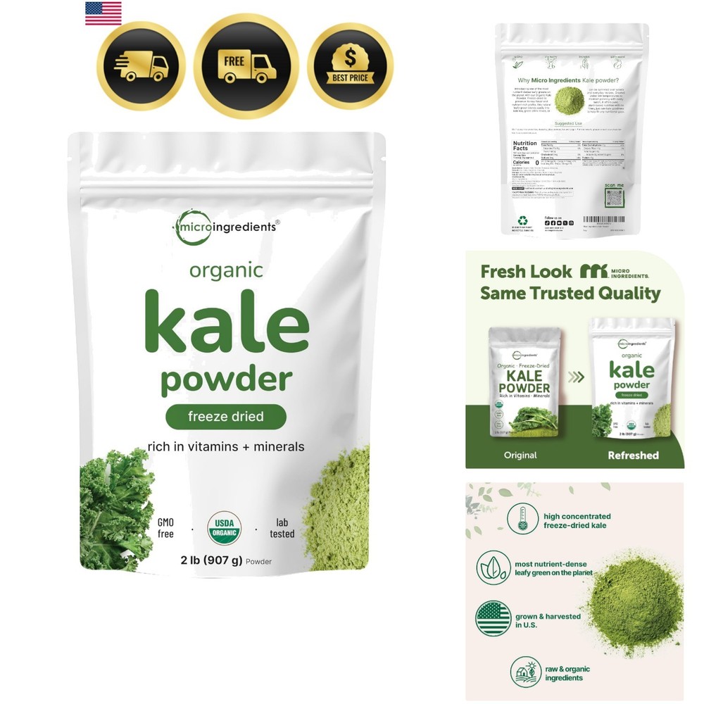 Sustainably Grown, Organic Kale Powder, 2 Pounds | Fresh Freeze Dried Source…