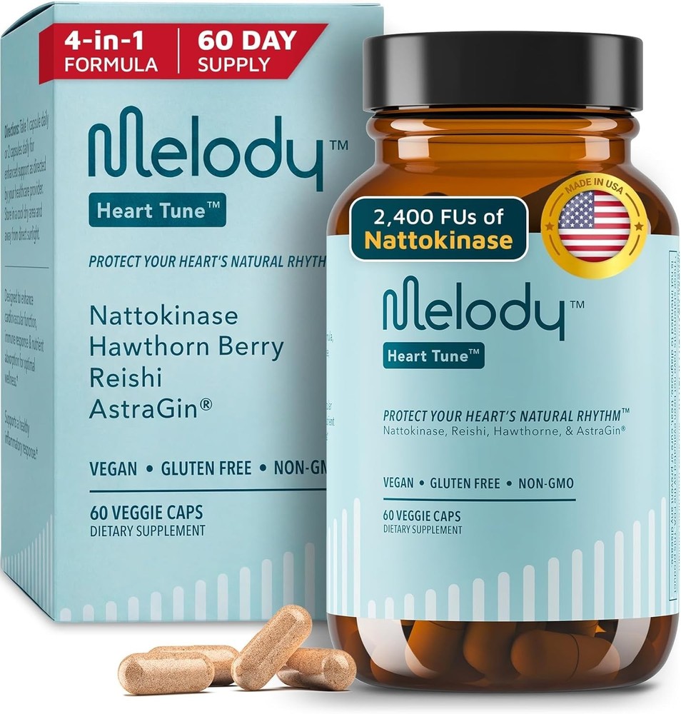 Melody Heart Tune Support Hawthorn, Reishi, Nattokinase Ginseng for Circulation