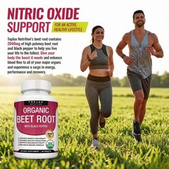 Toplux Organic Beet Root 2040 mg – NO Enhance, Black Pepper, 90 Tablets Advanced