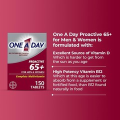 One a Day Proactive 65 Plus Multivitamins Supplement 150 Tablets Men Women 65+