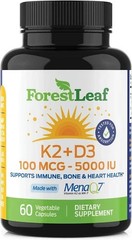 Forestleaf Vitamin D3 + K2 (MK7) Supplement – Menaq7 – Calcium and Vitamin D3
