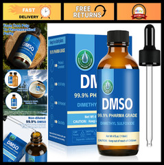 Pure DMSO 99.9% Pharmaceutical Grade Liquid, Non-Diluted, 4 fl oz with Dropper