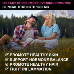 Evening Primrose Oil Capsules 1300MG with GLA -Anti-Aging,Whitening 60 Softgels