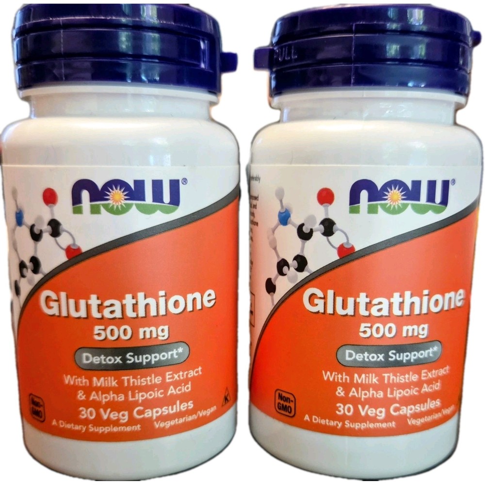 Now Foods GLUTATHIONE 500mg 2X30 or 1X60 L-Glutathione Alpha Lipoc Acid Kosher