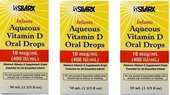 3 Pack Silarx Infants Aqueous Vitamin D 400IU/ml Oral Drops 50 ml Each Fast Ship