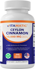 Vitamatic Ceylon Cinnamon 10000 mg – 240 Vegetable Capsules