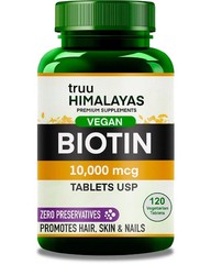 Vitamin B7 Biotin 10000mcg 120 Veg Tablets, Hair Growth, Skin & Nails Supplement