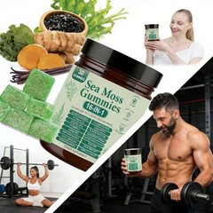 16-in-1 Organic Sea Moss Gummy Irishmoss Extract 6000Mg | Green Apple Flavor US