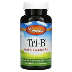 Carlson Labs Tri-B Vitamin B Complex 360 Tablets Gluten-Free, Preservative-Free