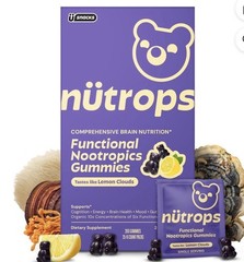 Nutrops by Gruns Adult Organic Functional Nootropic Mushroom Gummies, 25 ct..