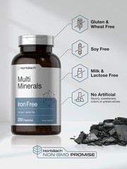 Multi Minerals Supplement 250 Capsules | Iron Free Daily Mineral Complex | Non-G