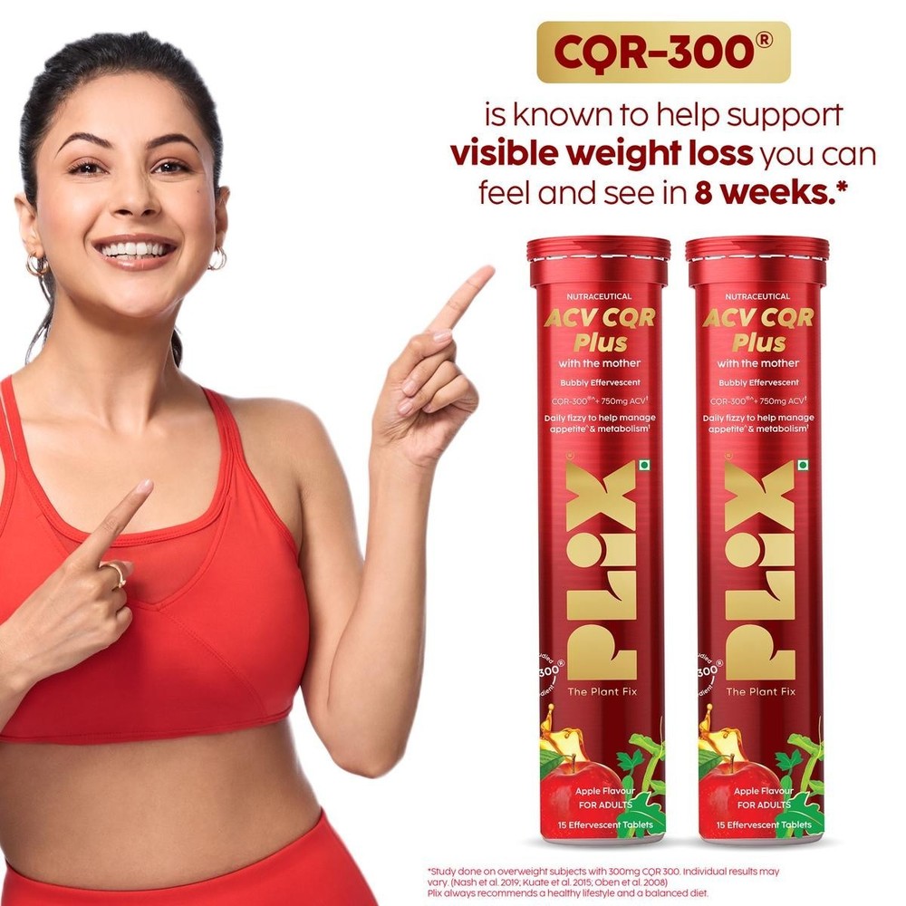 PLIX Plant base ACV CQR Plus Effervescent for Fat Reduction Pack of 2