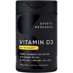 Vitamin D3 10,000 IU w/ Coconut MCT Oil High Potency Vitamin D Supplement 120 ct