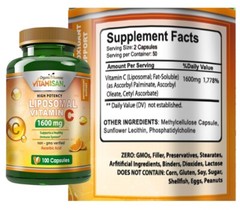 Pure Vitamin C 1600mg 100 capsules Boosts Immune System Organic vitamins VItamis