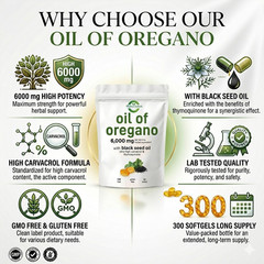 Oil of Oregano Softgels with Black Seed Oil – 6000mg Oregano Oil { Pack of 3 }