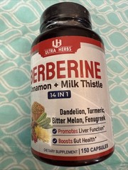 150 Count Herbal Supplement 14 in 1 Extra Strength Berberine Capsules