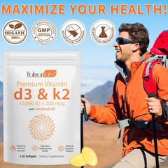 Vitamin D3 K2 Supplement 10000 IU 120 Softgels MXCZBSM
